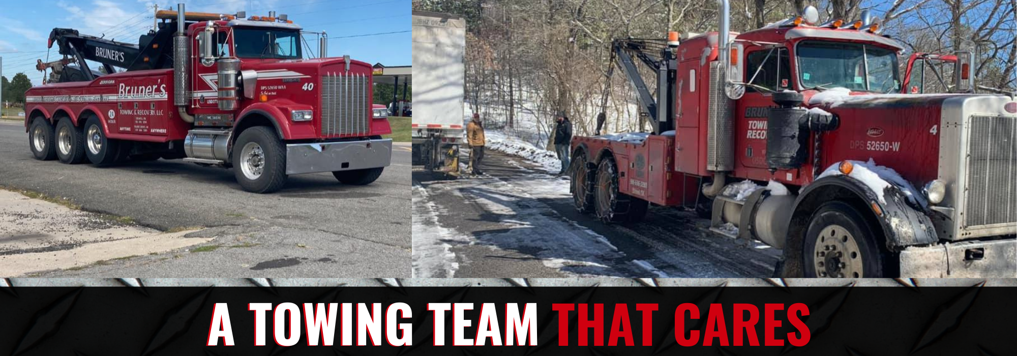 Bruner's Towing and Recovery tow truck collage